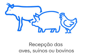 Recepção das aves, suínos ou bovinos